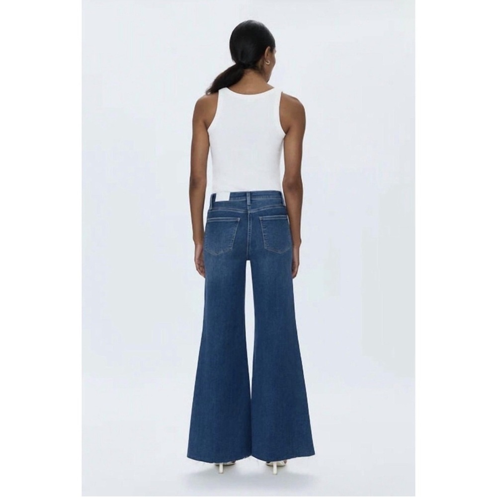 Pistola Izzy Mid Rise Wide Leg Jeans Raw Hem Size 27 Study Wash - Picture 2 of 13